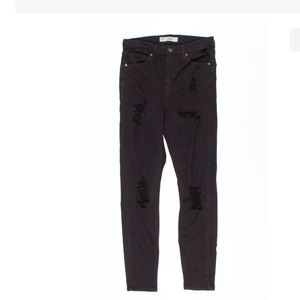 Topshop Jamie High Waist Skinny Black Distress Denim Jeans Size 28/30